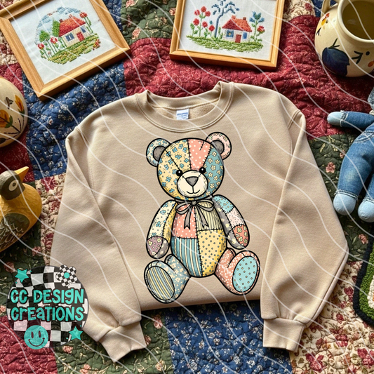 Quilt Teddy Bear PNG Digital Download