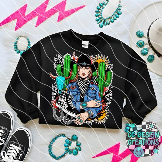 Western Edgy Cowgirl PNG Digital Download