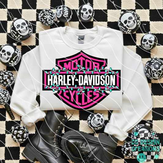 Pink Har ley Christmas PNG Digital Download