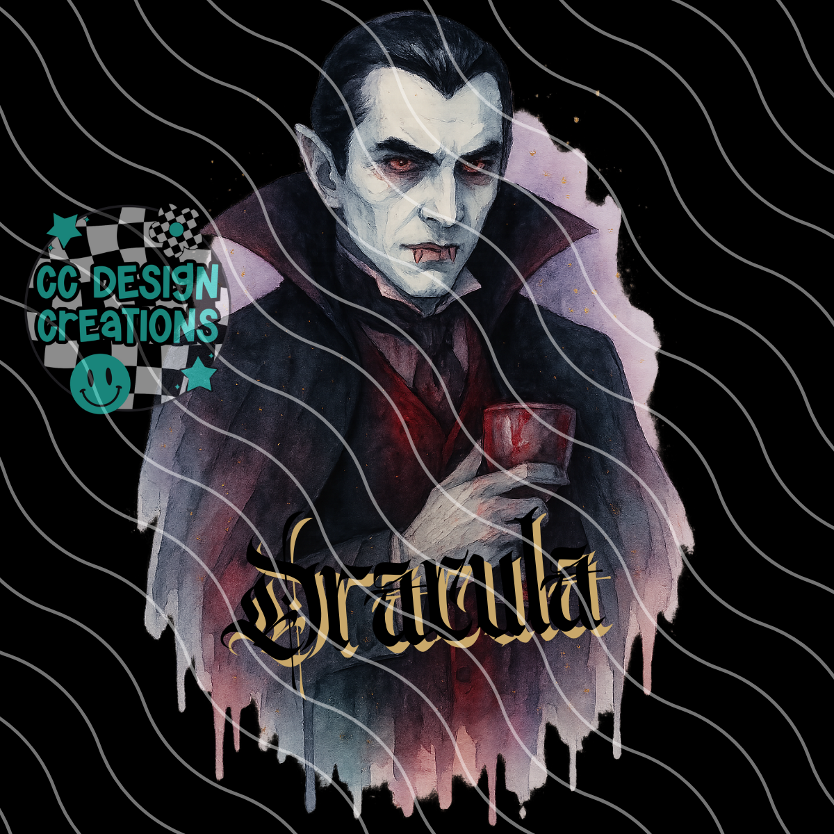 Dracula Horror Watercolor PNG Digital Download