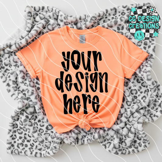 Neon Orange Tee Leopard MOCK