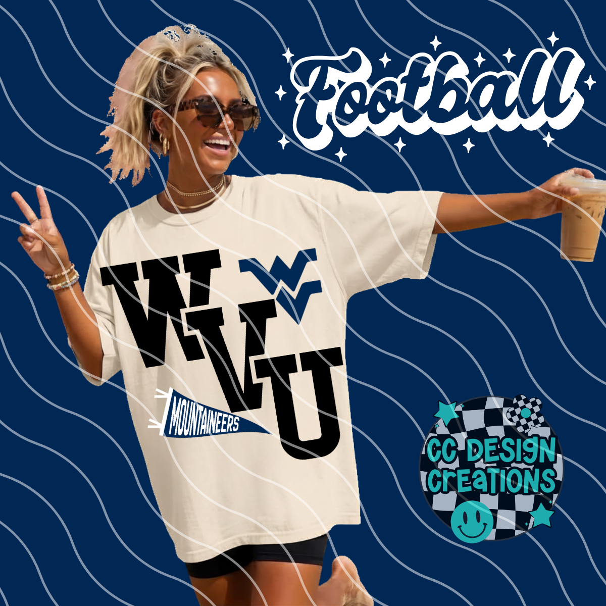 WVU FOOTBALL VARSITY PNG DIGITAL DOWNLOAD (WHITE + BLACK INCLUDED)