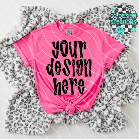 Neon Pink Tee Leopard MOCK