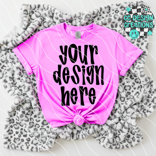 Neon Purple Tee Leopard MOCK