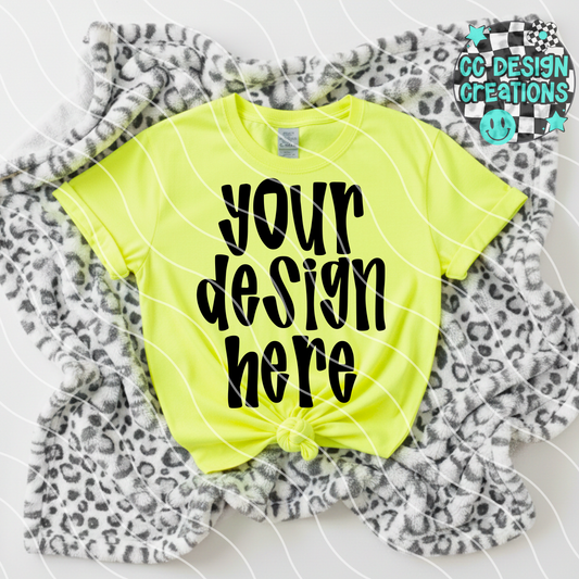 Neon Yellow Tee Leopard MOCK