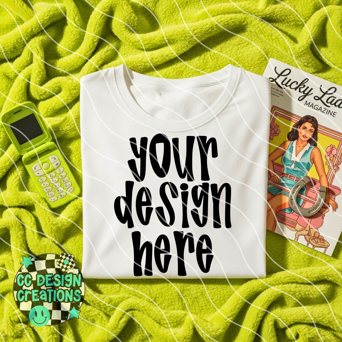 White Tee Folded Lucky MOCK