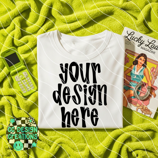 White Tee Folded Lucky MOCK