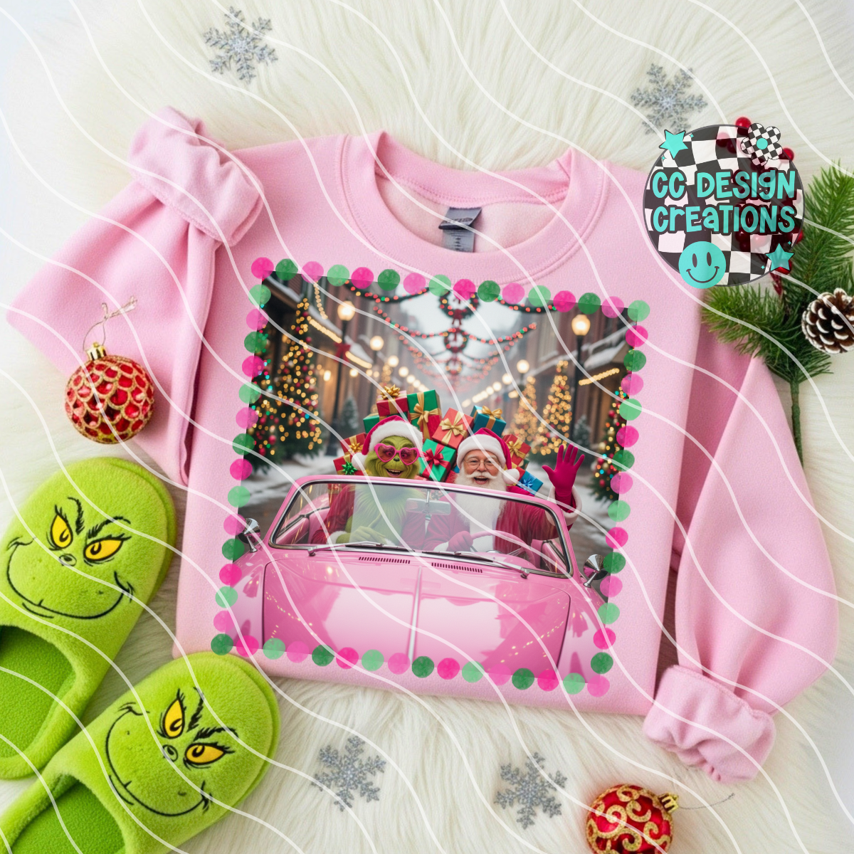 G rinch and Santa Cruisin PNG Digital Download