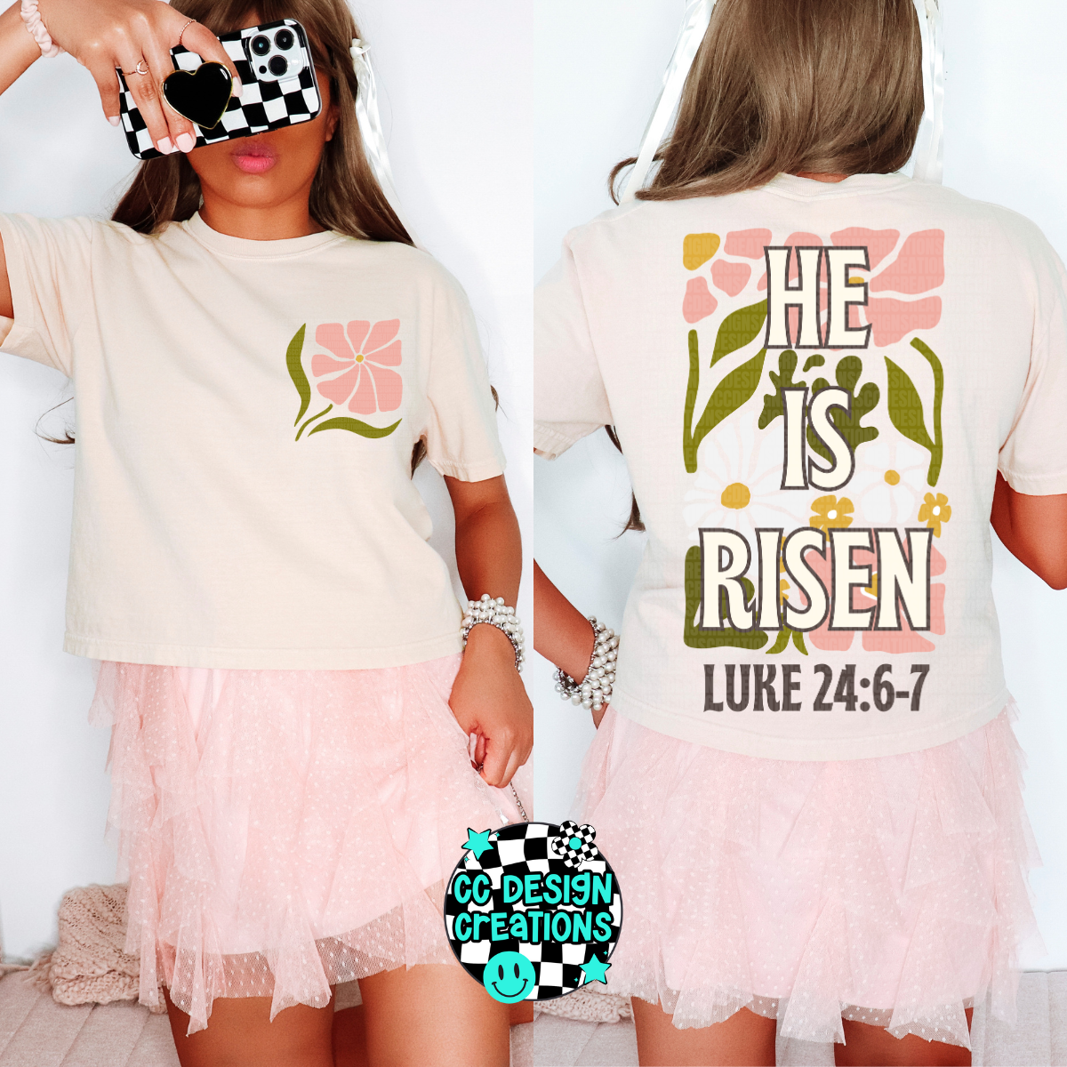 He Is Risen Floral PNG Digital Download