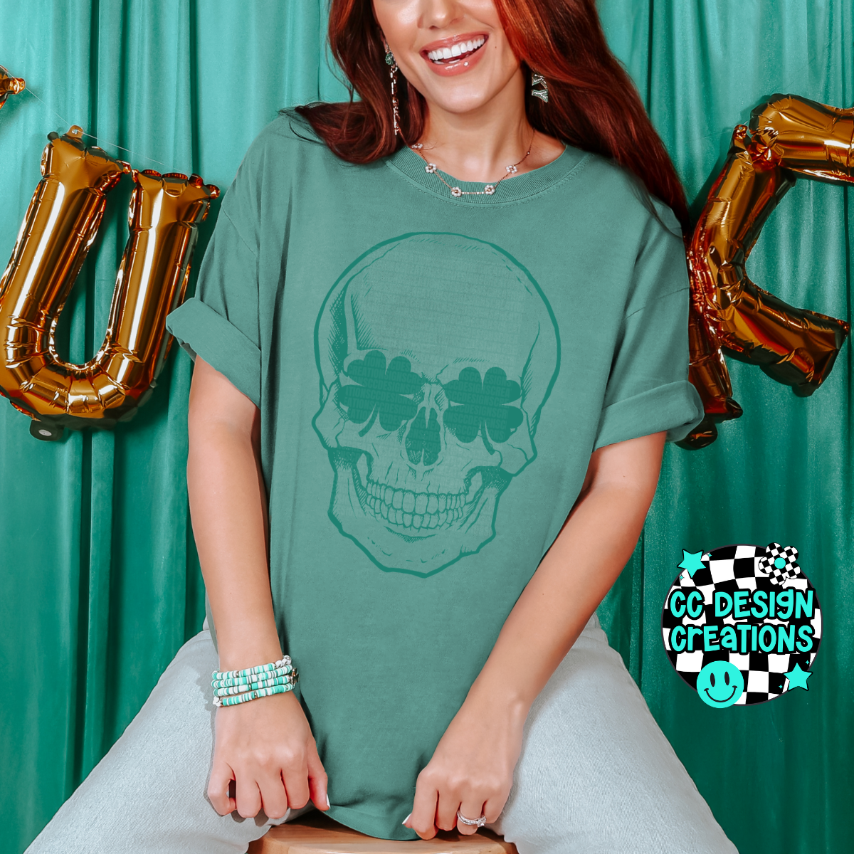 St Pattys Shamrock Skull PNG Digital Download