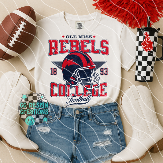 Retro All Star Rebels Football PNG Digital Download