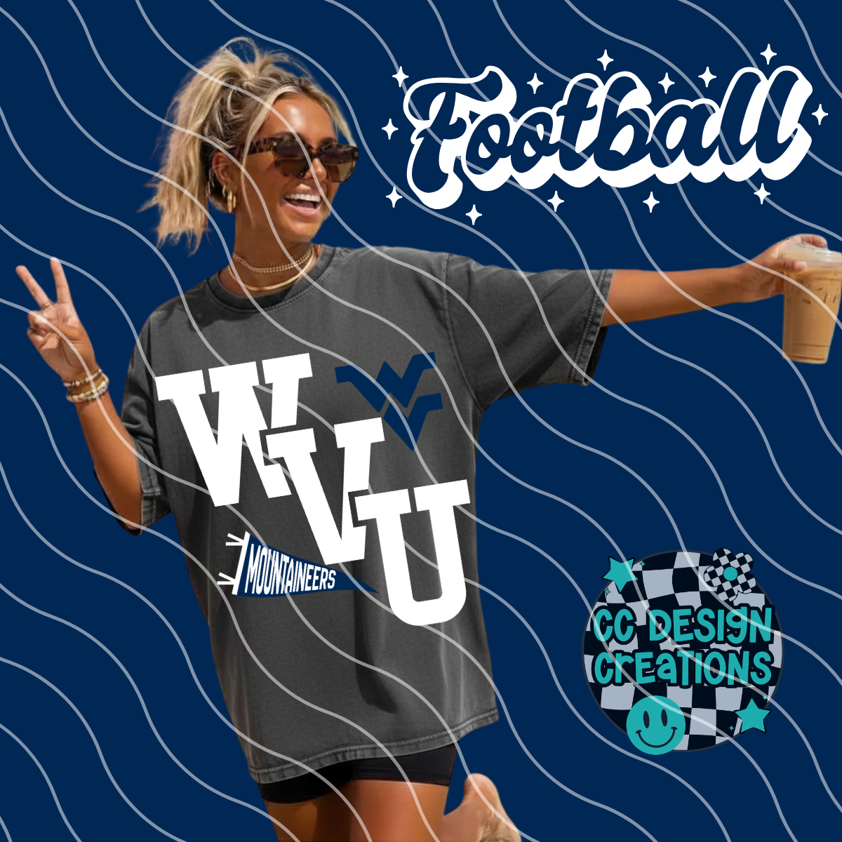 WVU FOOTBALL VARSITY PNG DIGITAL DOWNLOAD (WHITE + BLACK INCLUDED)
