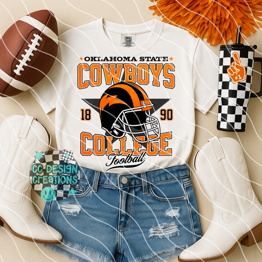 Retro All Star OK State Cowboys Football PNG Digital Download