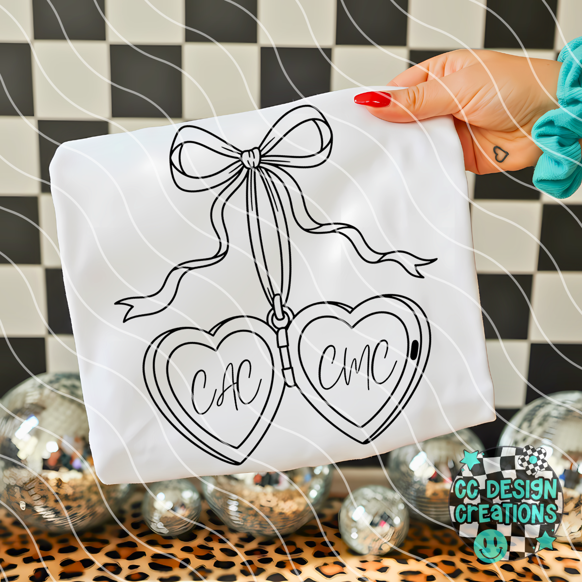 CUSTOM Heart Locket Outline Initials PNG Digital Download