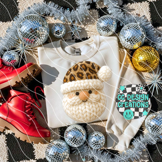 FAUX YARN Leopard Santa PNG Digital Download