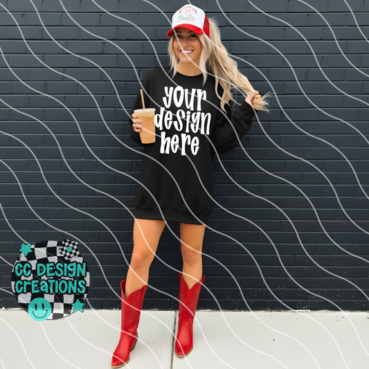 Black Sweatshirt Boots Mock