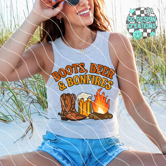 Boots Beer & Bonfires PNG Digital Download