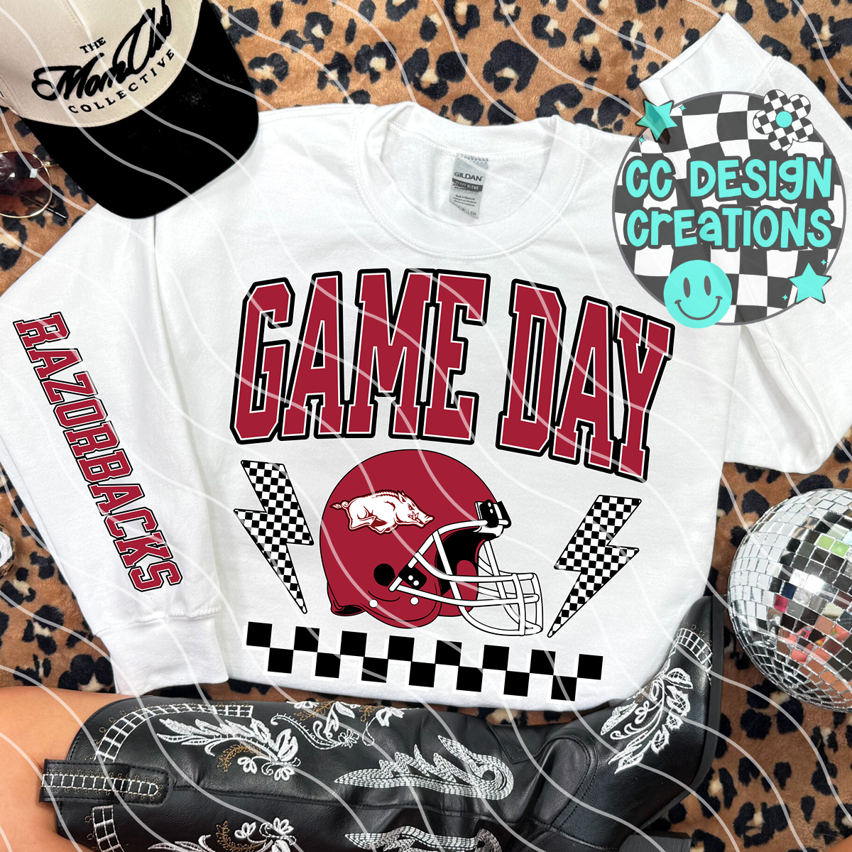 Razorbacks Game Day Retro Football PNG Digital Download