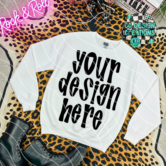White Sweatshirt Mock Leopard Alt Rock and Roll