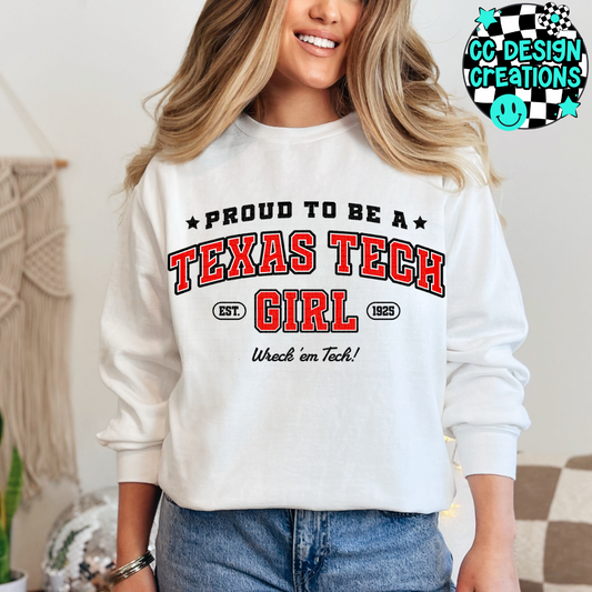 Proud To Be A Texas Tech Girl PNG Digital Download