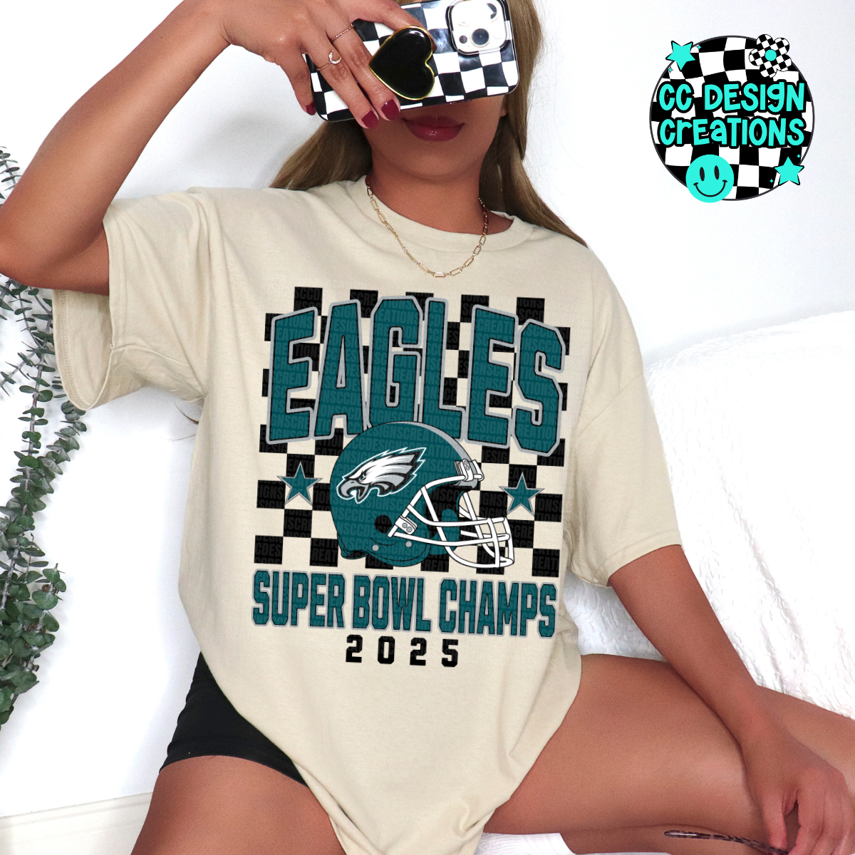 2025 Super Bowl Champs Eagles PNG Digital Download (2 Files Distressed & Non-Distressed)