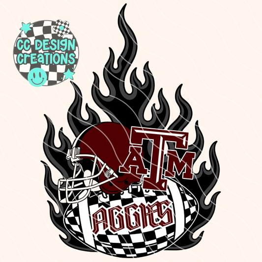 Aggies Flaming Alt Football PNG Digital Download