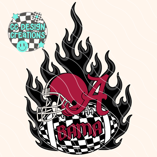 Bama Flaming Alt Football PNG Digital Download