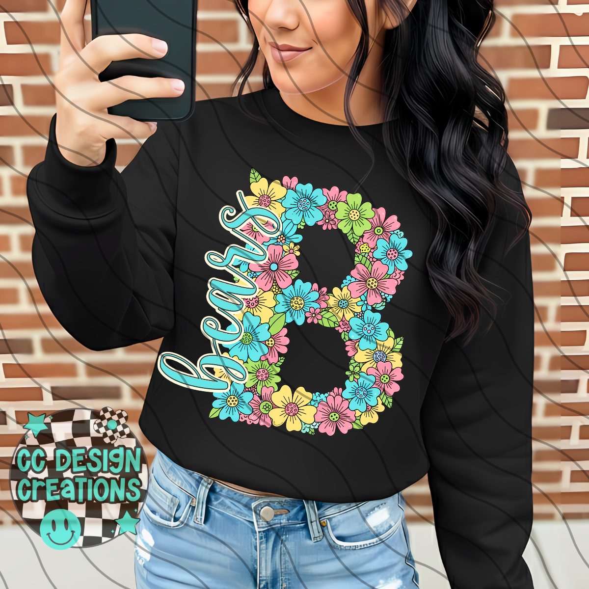 Bears Floral Mascot PNG Digital Download