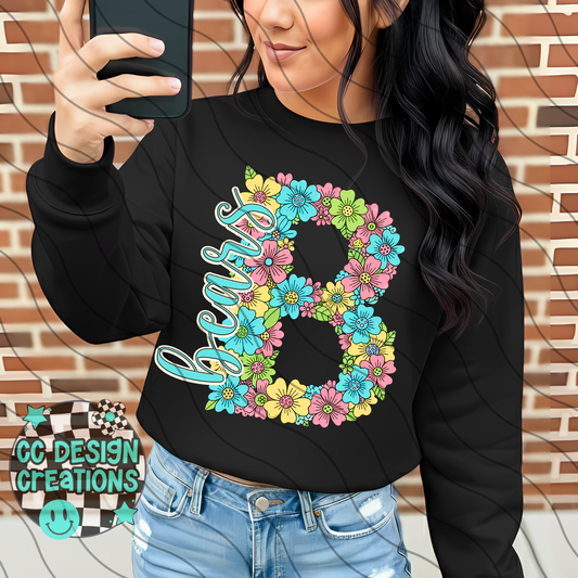 Bears Floral Mascot PNG Digital Download