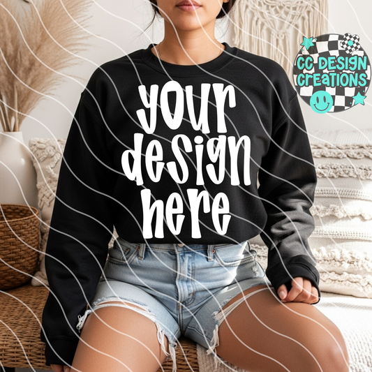 Black Sweatshirt Boho MOCK