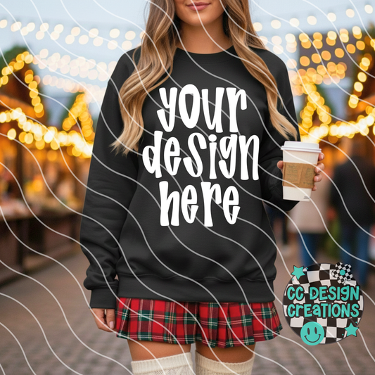 Black Sweatshirt Plaid Skirt Mock