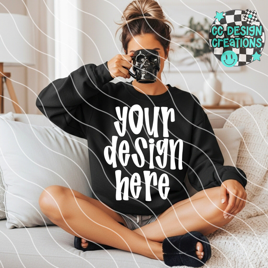 Black Sweatshirt Skull Mug MOCK