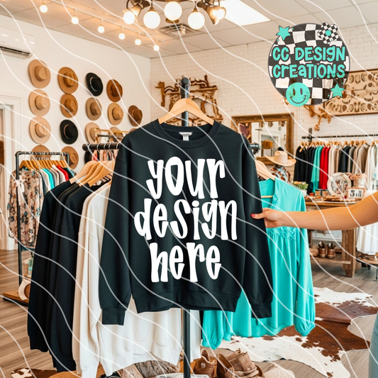 Black Sweatshirt Western Mock