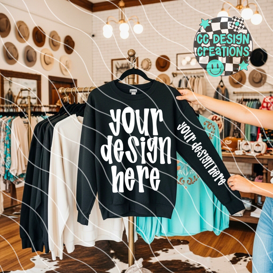Black Sweatshirt Western Sleeve Mock