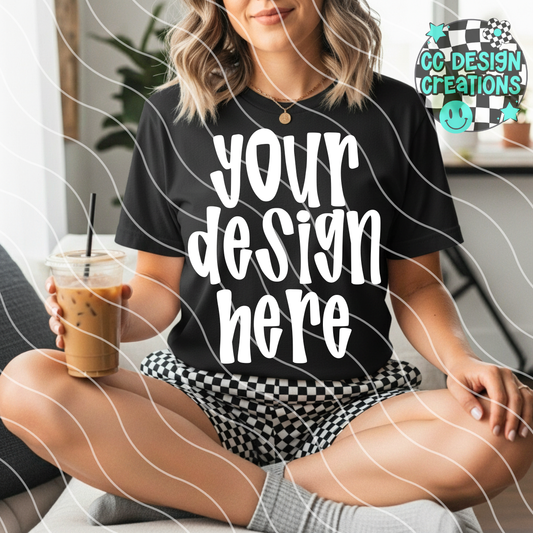 Black Tee Checker Shorts MOCK