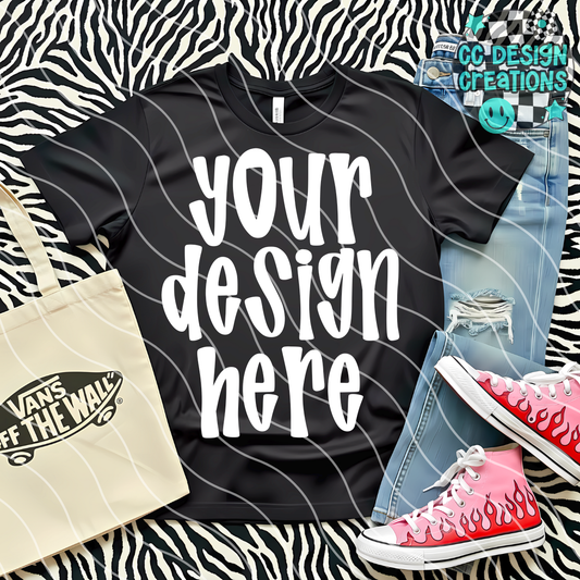 Black Tee Zebra MOCK