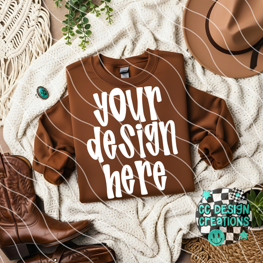 Brown Sweatshirt Folded Boho Mock