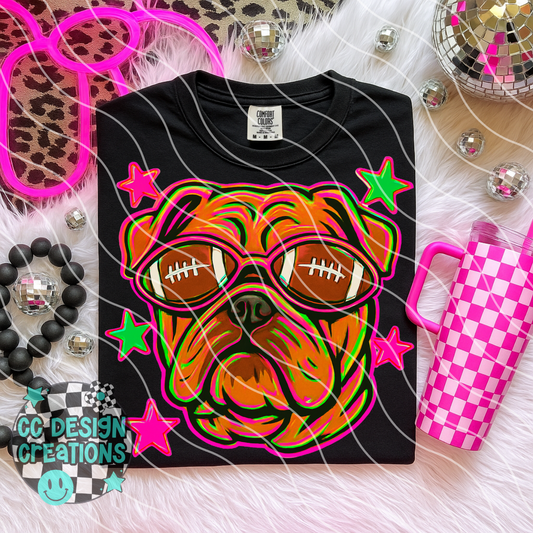 Bulldog Neon Mascot PNG Digital Download
