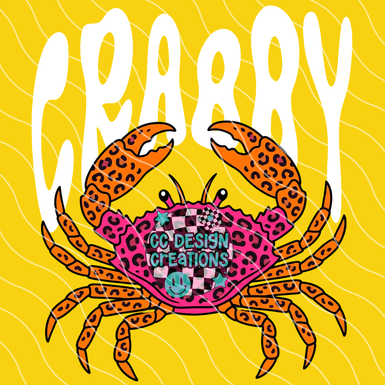 Crabby Retro Leopard Pink Ocean PNG Digital Download
