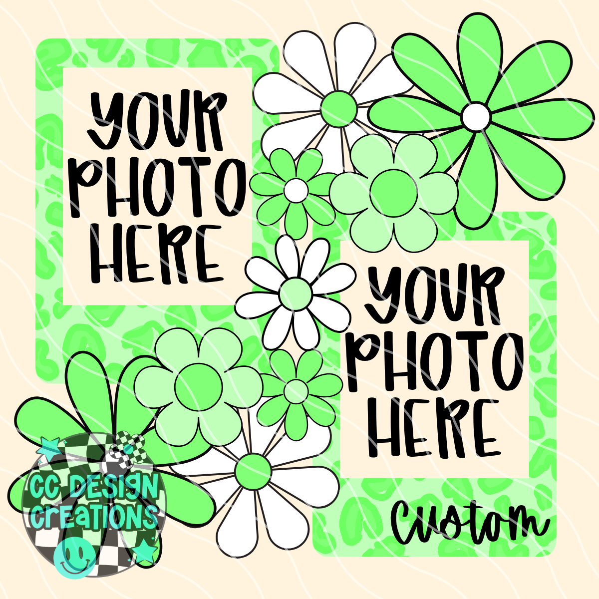 CUSTOM Mother's Day Photos Green PNG Digital Download