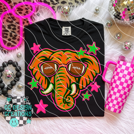 Elephant Neon Mascot PNG Digital Download