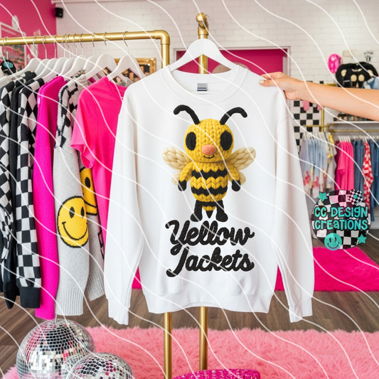 FAUX YARN Yellow Jackets Mascot PNG Digital Download