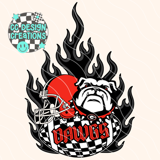 Dawgs Flaming Alt Football PNG Digital Download