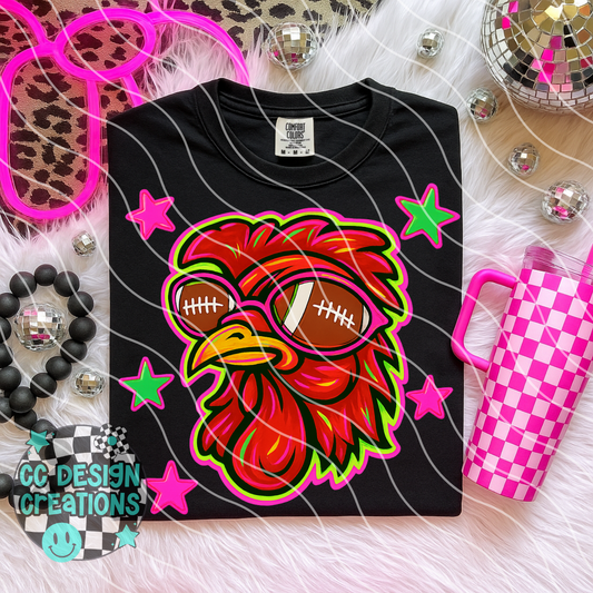 Gamecock Neon Mascot PNG Digital Download