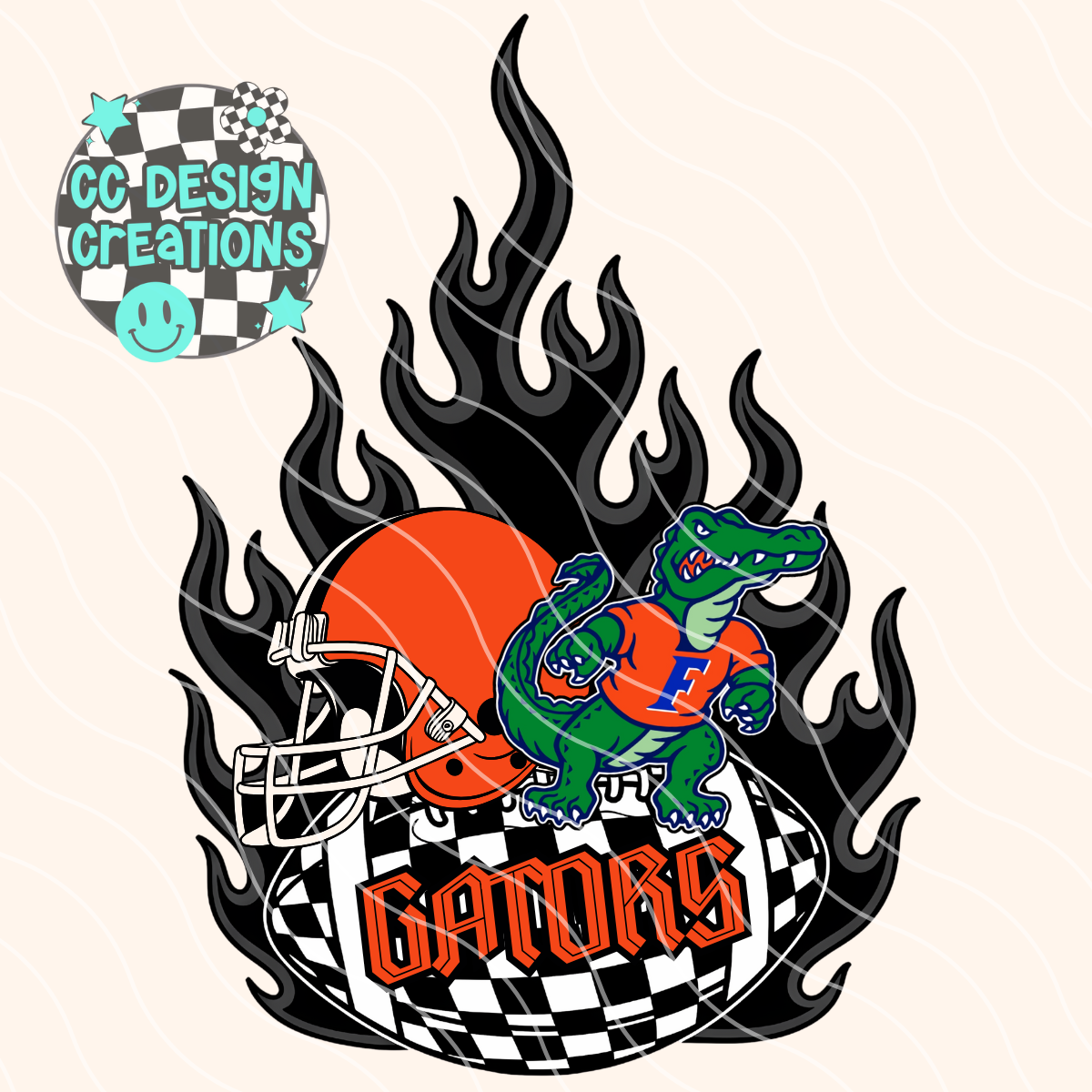 Gators Flaming Alt Football PNG Digital Download
