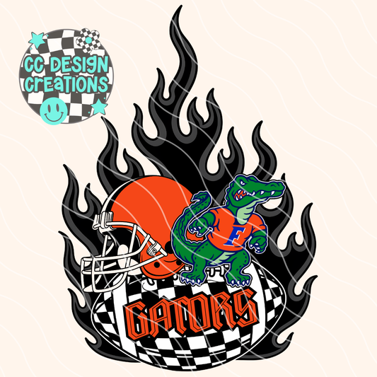 Gators Flaming Alt Football PNG Digital Download