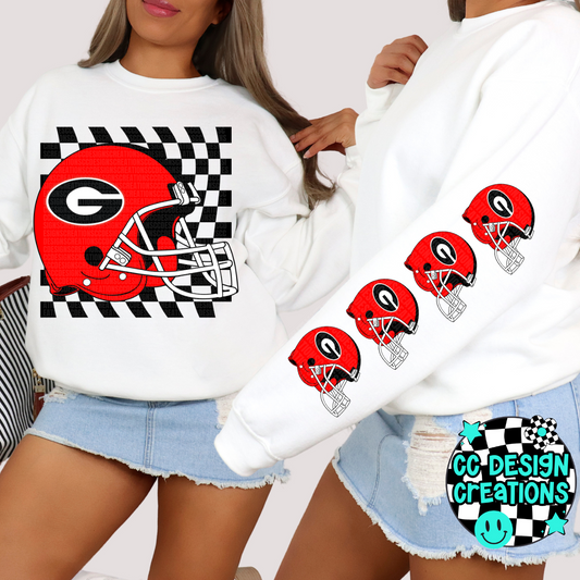 Georgia Dawgs Retro Checkered Football with Sleeve PNG Digital Download