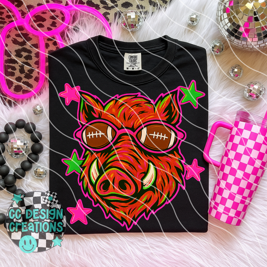 Hog Neon Mascot PNG Digital Download
