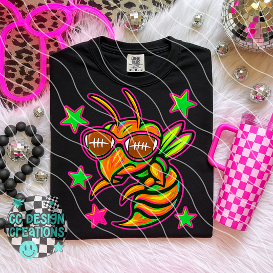 Hornet Neon Mascot PNG Digital Download
