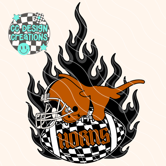Horns Flaming Alt Football PNG Digital Download